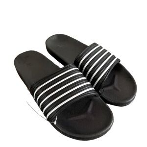 Men’s Black & White Stripe Slides | Size 10–11 Narrow | New!